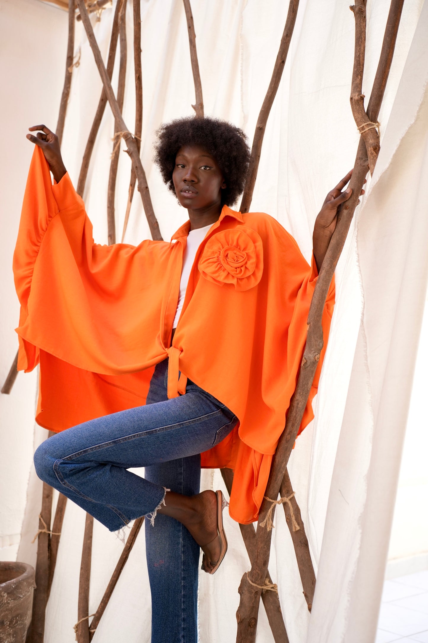 WILD ROSE SHIRT IN ORANGE